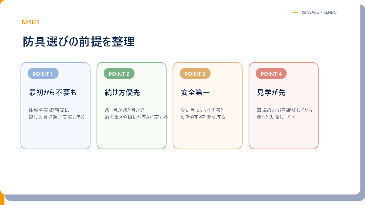 大人初心者が防具選びで先に知っておきたい前提の図解