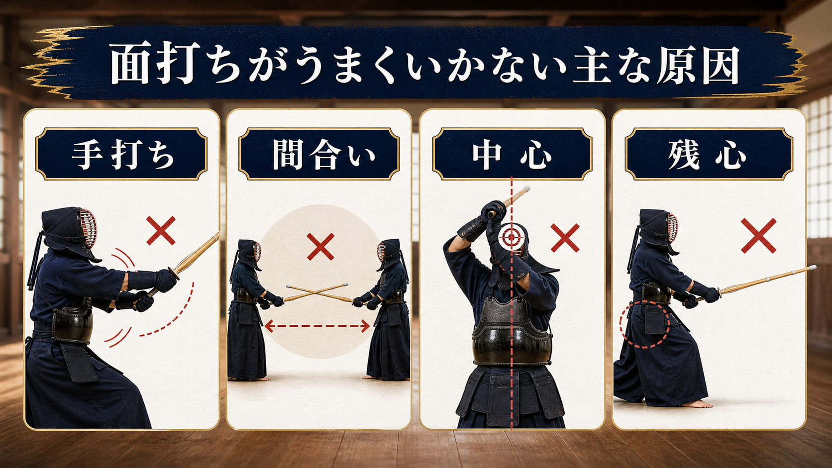 面打ちがうまくいかない主な原因の図解