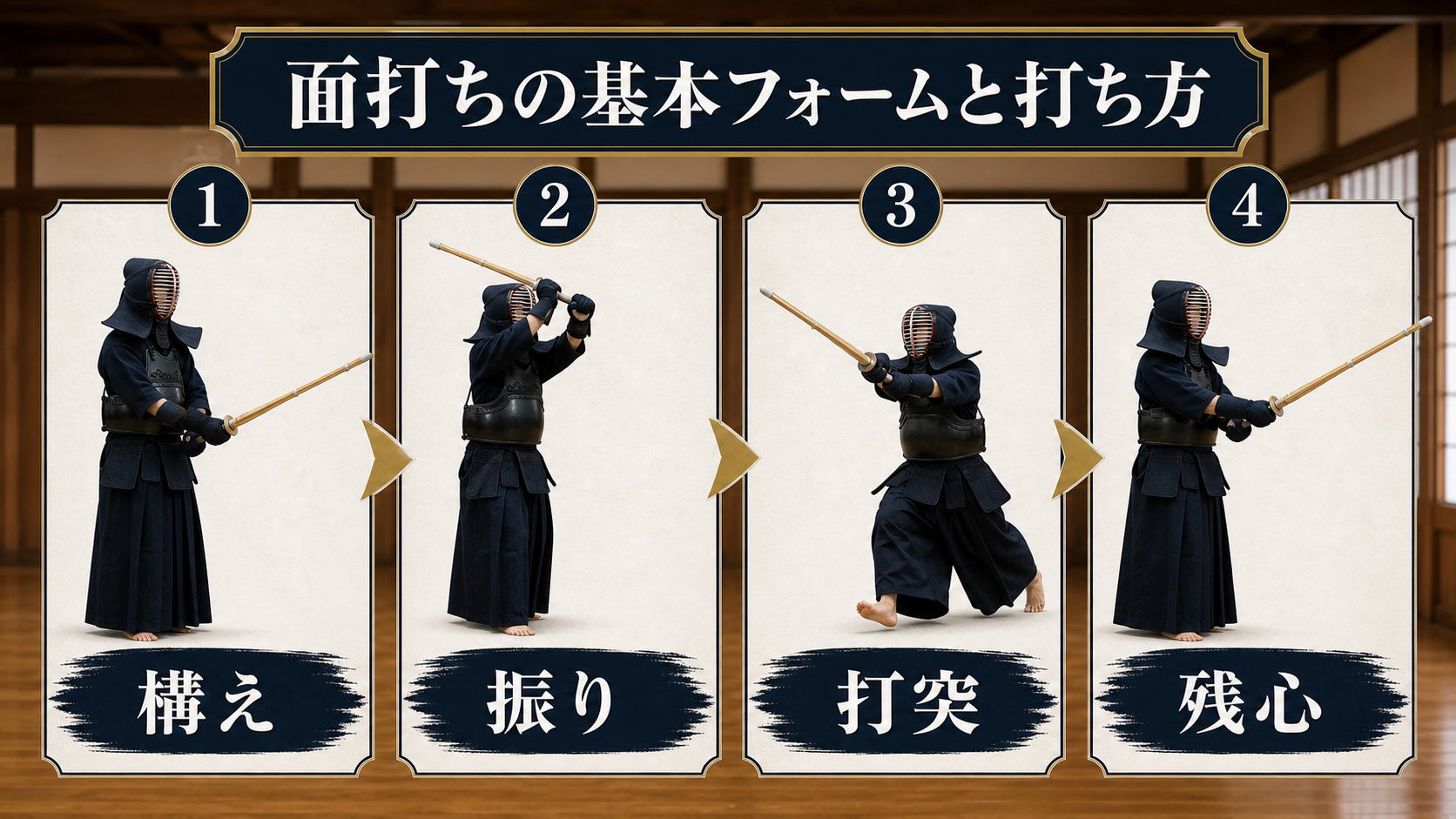 面打ちの基本フォームと打ち方の図解