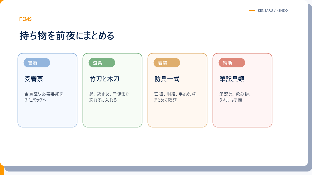 昇段審査前日に確認したい持ち物一覧の図解