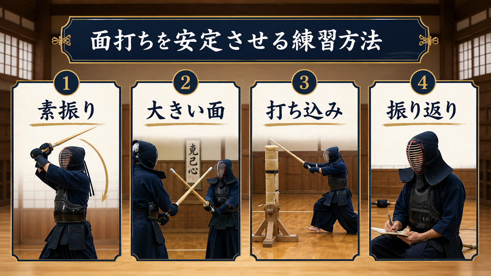 面打ちを安定させる練習方法の図解